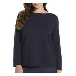 Rafaella Women's Size S Bell Sleeve Boatneck Drapey French Terry Knit Top NWT